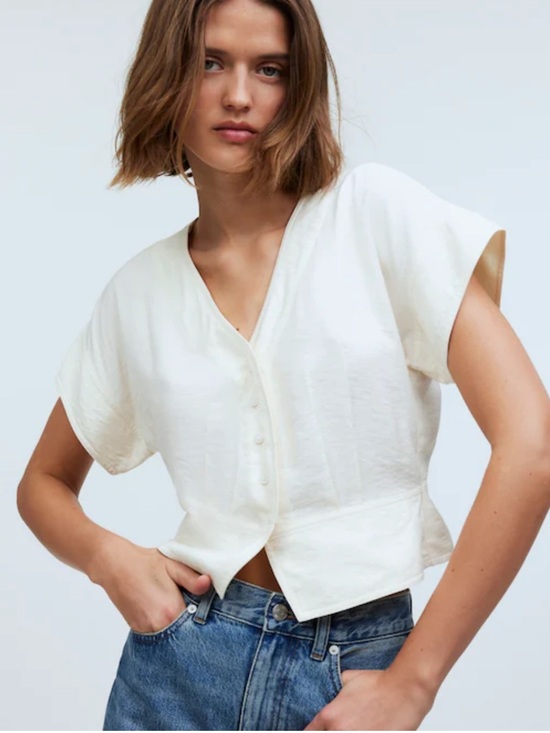 Madewell Tops - Madewell Pleated Boho Short Sleeve Blouse Top